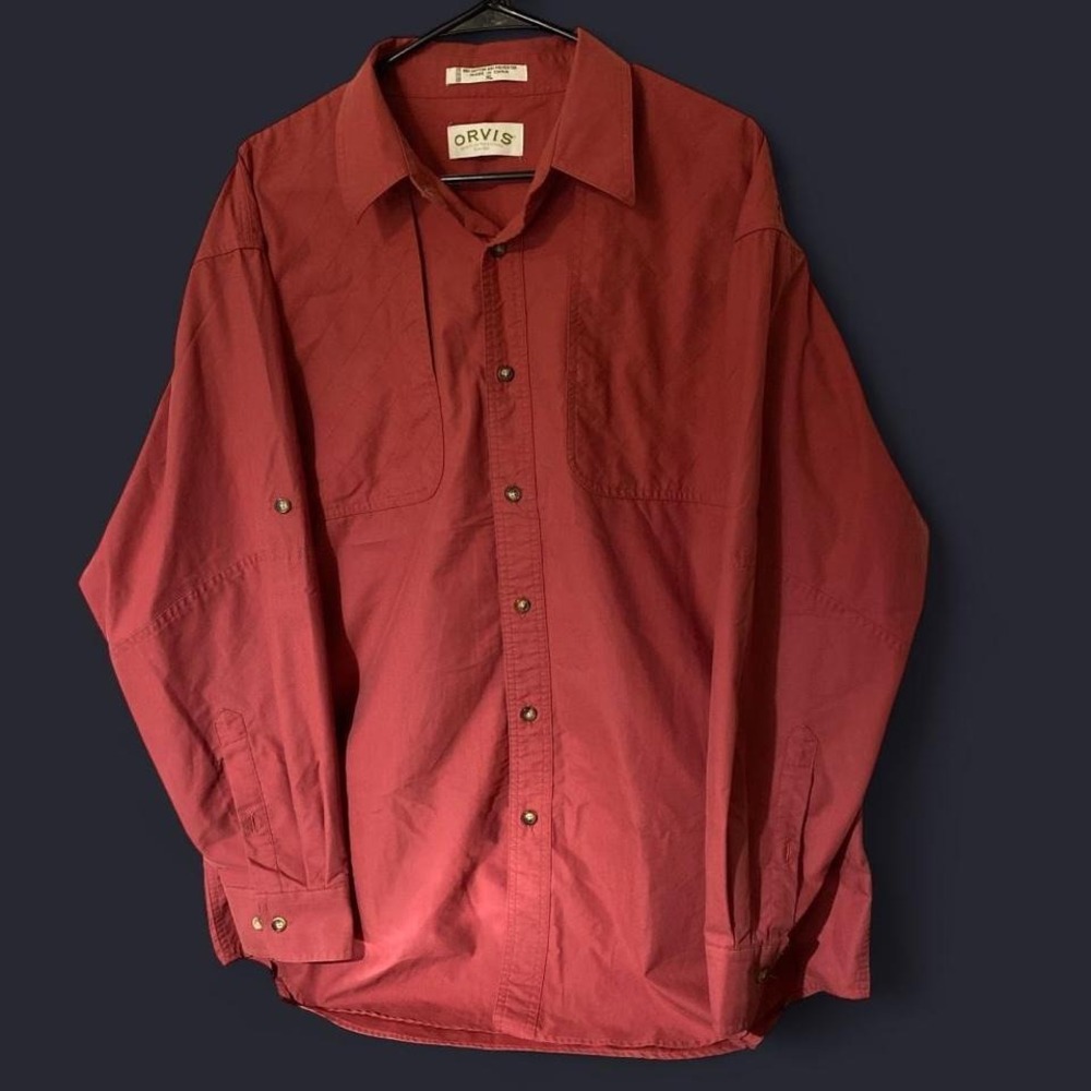Orvis brick red collared button up shirt Size XL